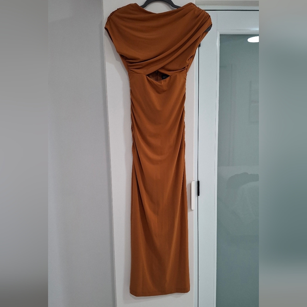 ZARA DRAPED CUT OUT DRESS - Picture 14 of 15